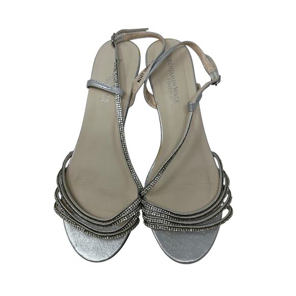 Benjamin Walk Touch Ups Wedge Heeled Sandals Womens Sz 7 Silver Rhinestones - Picture 3 of 8
